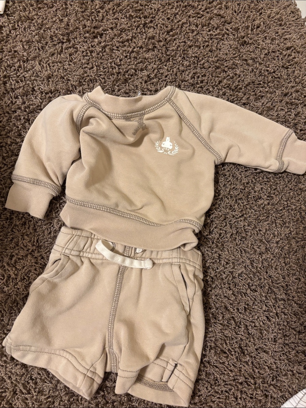 Babygap Cream Kids One-Piece Sweatshirt and Shorts Set